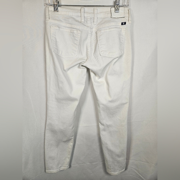 Lucky Brand White Embroidered Charlie Capri Jeans Boho Orange Stitching Size 0 - Picture 3 of 10